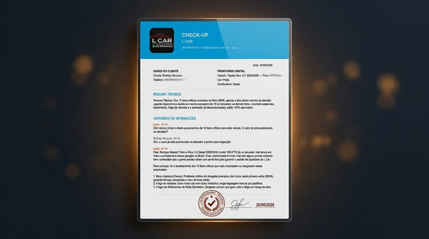Premium digital preview of vehicle health report and check-up